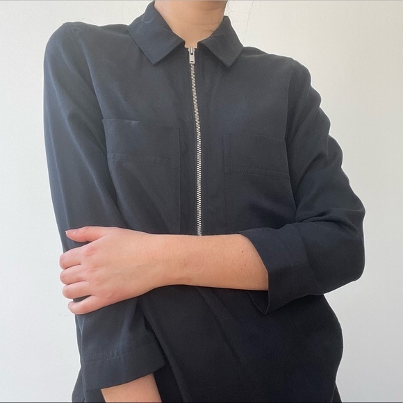 NWT  COS NAVY ZIP FRONT BLOUSE - 2 - Picture 5 of 11